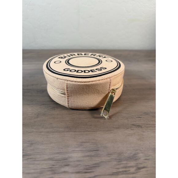 Burberry Goddess 5" Zip Around Travel Jewelry Case Round Clutch Makeup Bag - Picture 3 of 5